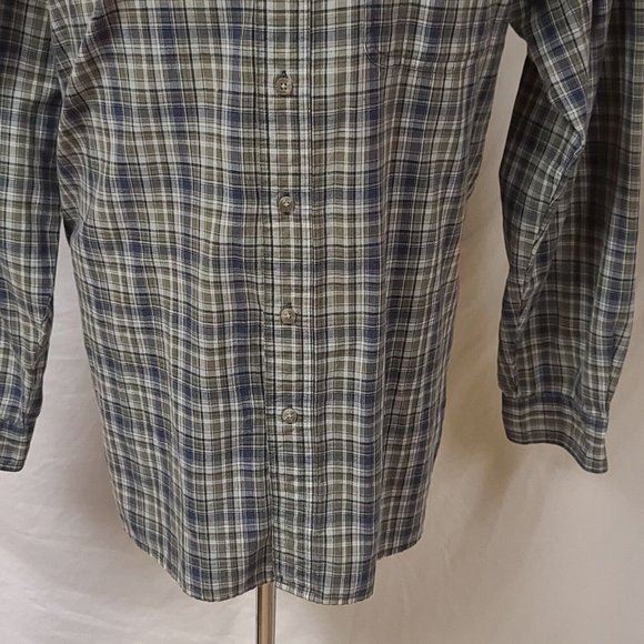 Wrangler Rugged Wear Mens XL Brown Stripe Plaid Long Sleeve Button Up Shirt - Picture 4 of 11